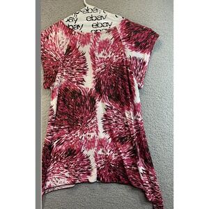 Second Skin NYC Women's Stretch Top, Pink‎ Bursts 2X